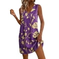 thumbnail image 3 of Summer Dresses for Women Plus Size Floral Printed V-Neck Sleeveless Casual Summer A-Line Loose Dress with Pockets, 3 of 8