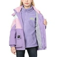 thumbnail image 2 of SYNPOS Child Girls Polar Fleece Jacket+Hardshell Jacket with Detachable Hood,3-13Y, 2 of 14