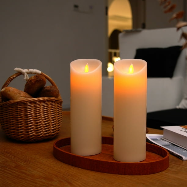 Homemory Battery Operated Wax LED Candles, Flickering Flameless Candles
