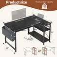 thumbnail image 4 of Exenoray L-Shaped Computer Desk with Power Outlet, 40" Reversible Corner Desk with Storage Shelf & Fabric Organizer, Space-Saving Home Office Workstation, Black, 4 of 7