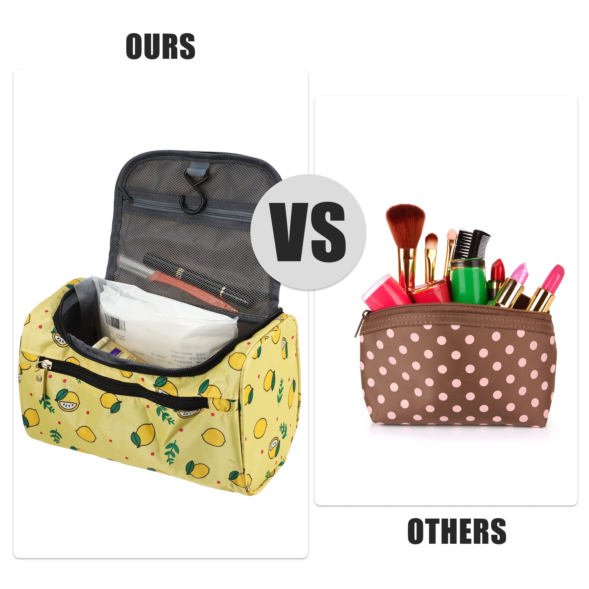 Unique Bargains Floral Makeup Bag Zipper Flower Cosmetic Pouch Yellow