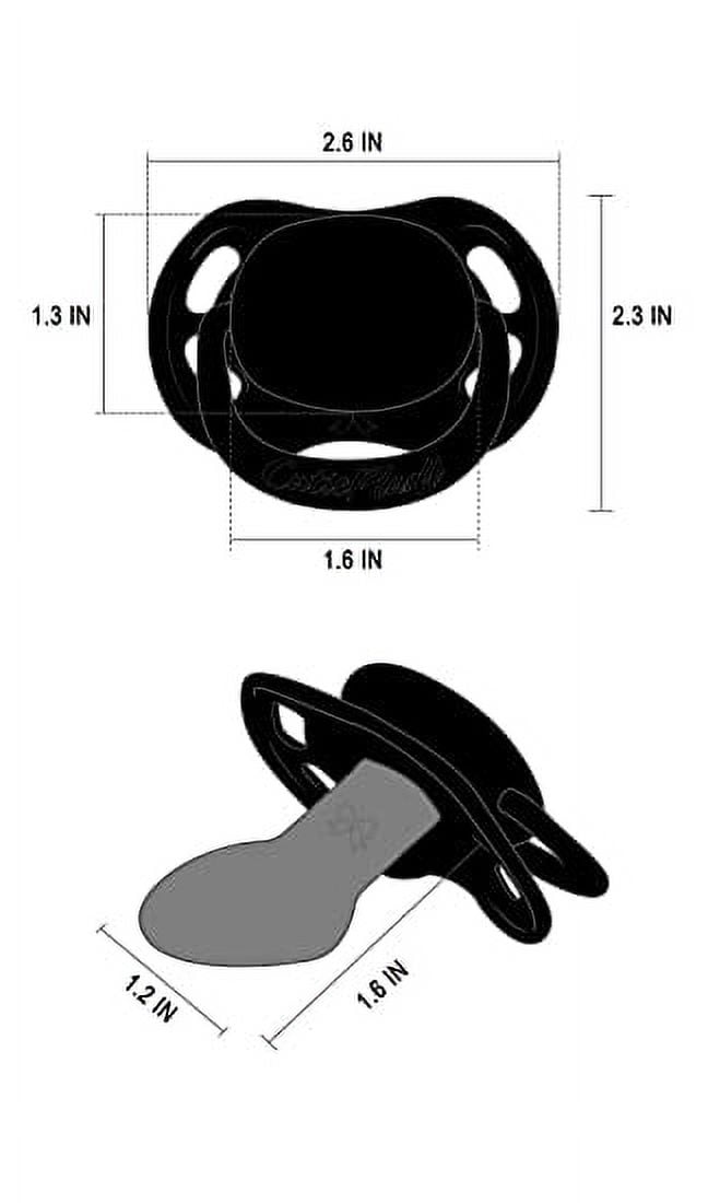 CutiePlusU Adult Sized Pacifier Dummy for Adult Babies-Crystal Butterfly Shape Big Shield 2 Pack- Black,White