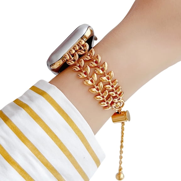 Wheat Chain Bands for Apple Watch 49mm 46mm 45mm 44mm 42mm 41mm 40mm 38mm, Slim Stainless Steel Bracelet Strap with Adjustable Clasp Compatible with iWatch Series 10 9 8 7 6 5 4 3 2 SE Ultra