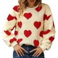 thumbnail image 1 of 2DXuixsh Chandail à Capuche pour Femmes, Chandail d'Hiver en Peluche Imprimée, Manches Longues, Col Rond, Confortable, Rouge Taille TTG, 1 of 1