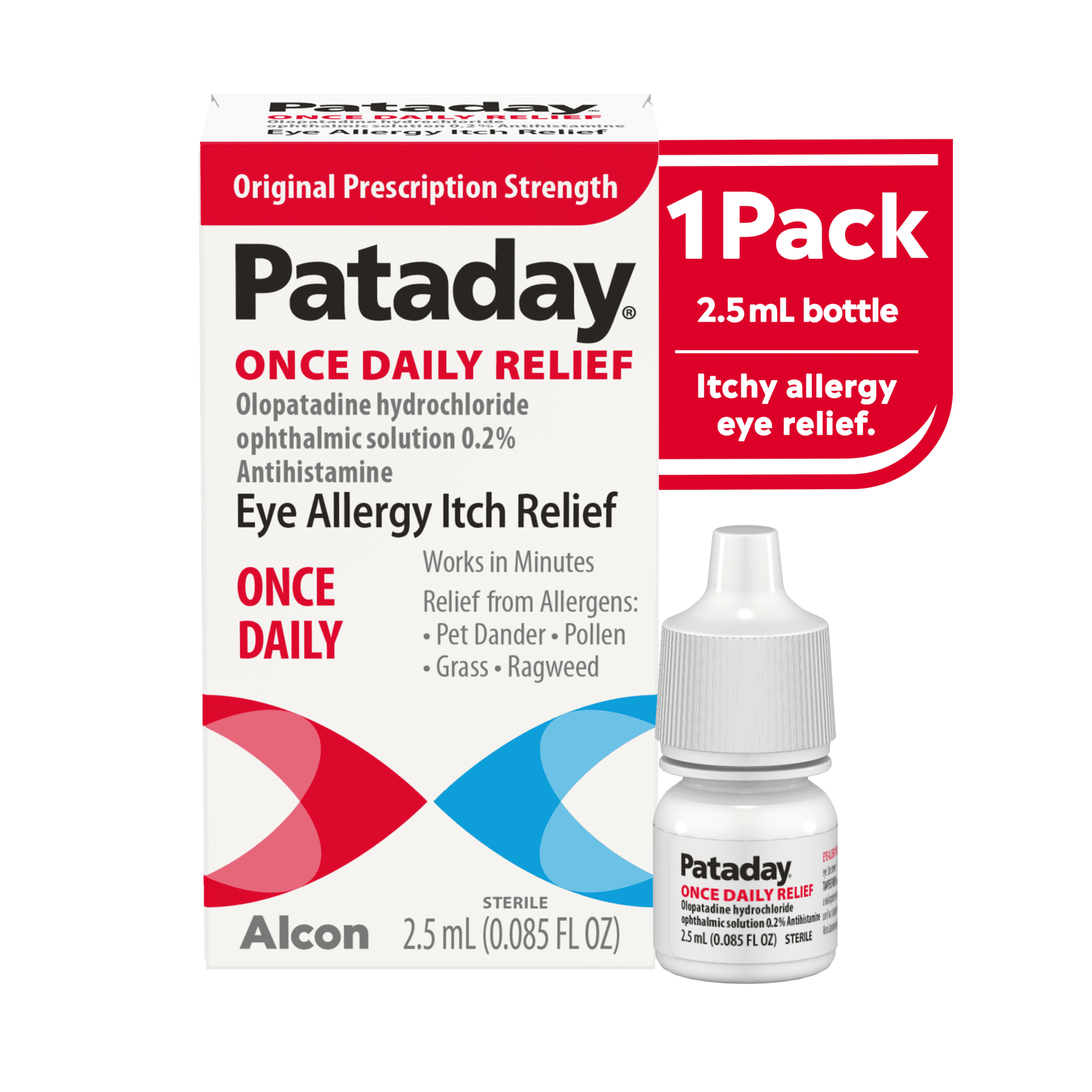 Pataday Once Daily Allergy Itch Relief Eye Drops for Adults & Children, 2.5 ml