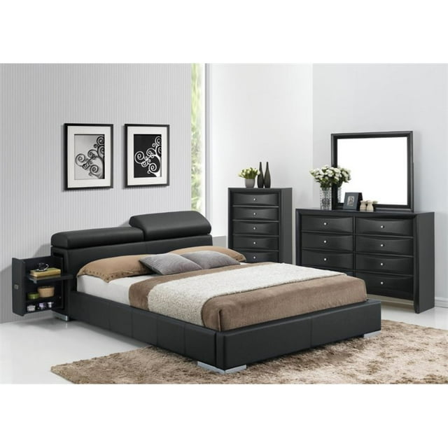 ACME Lit de Rangement Grand en Métal Moderne 98"W Finition Noire