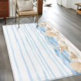 thumbnail image 3 of Summer Beach Seashell Washable Area Rugs 4'x6', Ocean Watercolor Sea Shell Starfish Stripe Wave Low Pile Throw Living Room Rug Non-Slip Sturdy Edge Binding Carpet for Indoor Entryway Bedside Kitchen, 3 of 9