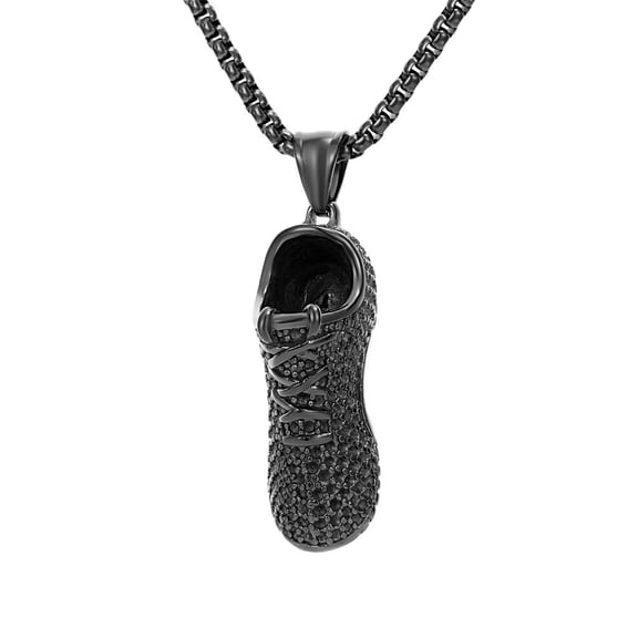 HIJONES Men's Stainless Steel Personalized Running Shoe Pendant Sporting Necklace Baseball Football T-shirt Chains Black