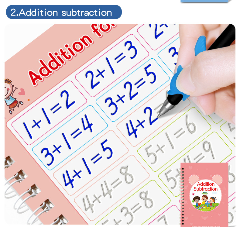 ERDOUY 5-Pack Reusable Grooved Handwriting Workbooks, Includes Pen & Refills for Learning Practice