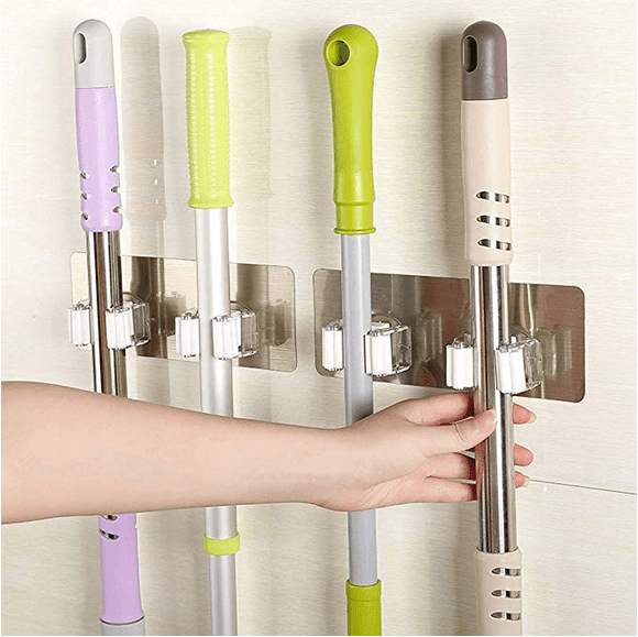 Accessories Smile Face Clip Mop Holder Storage Rack Wall Mounted Broom Hanger 