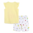 thumbnail image 4 of UngA Girls Toddler Summer Clothes Baby Kids 2T 3T 4T 5T Short Sleeve Letter T-Shirt Tops + Shorts Outfits Sets (Yellow,3-4 Years), 4 of 7