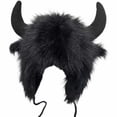 thumbnail image 3 of Hassda Clearance Hat Buffalo Hat with Horns Furry Earmuff Winter Hats Buffalo Face Ear Headwear Earflap Hat, 3 of 6