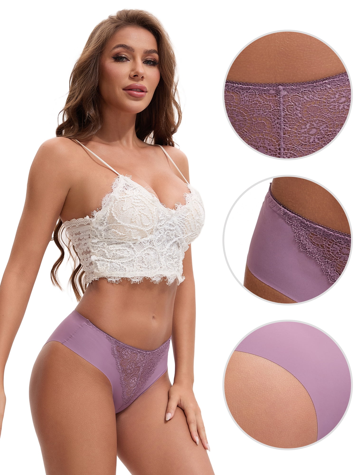 Unique Bargains Women's Mid Waisted Smooth Silky Breathable Underpants M Purple