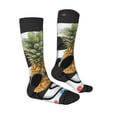thumbnail image 3 of Picia Women Crew Soft Moisture-wicking Socks Pineapple With Black Glasses Pattern Design Cotton Socks, One Size fit All, 3 of 9