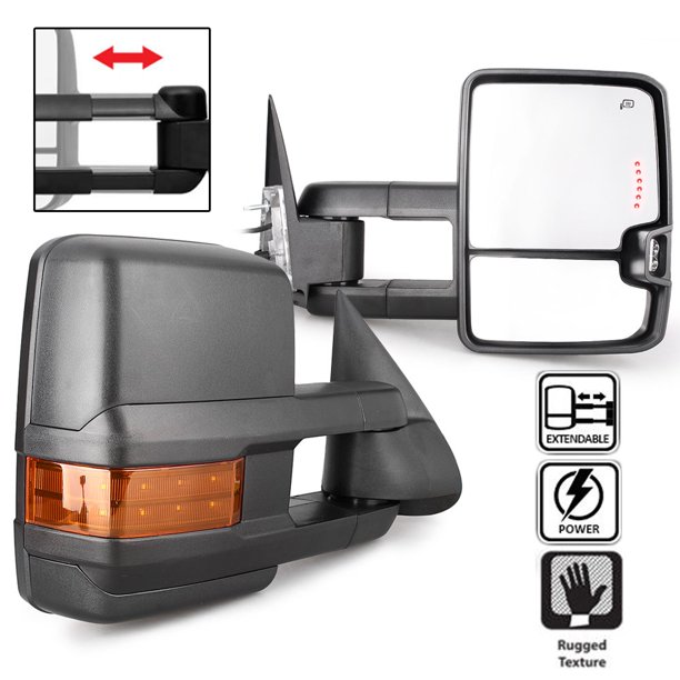 GZYF Pair Power Heating Towing Mirrors w/ Turn Signal Light LED Signal Clearance Lamp for 1999