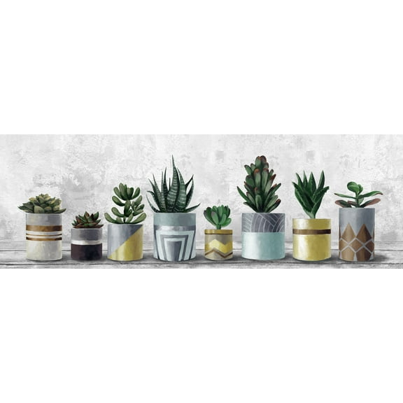 Marmont Hill Succulents in Pots Canvas Wall Art, 5" x 15"
