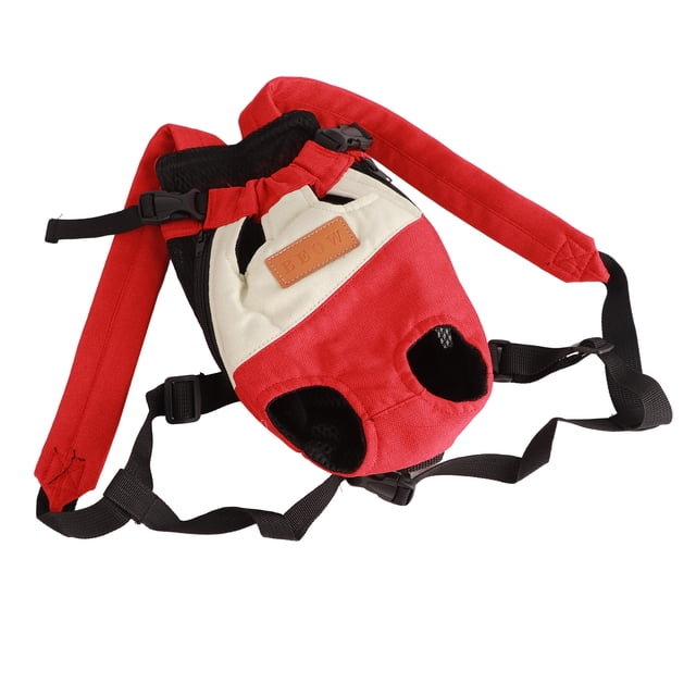 Bolsa para mascotas de doble hombro Mochila portátil para perros y gatos de 4 patas para caminar y viajar al aire libre S (1,5-2,5 kg) Rojo Blanco