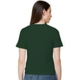 thumbnail image 4 of eloria Women's Lycra Round Neck Slim Fitted Basic Tee Tops Short Sleeve T-Shirt, Color : Bottle Green, 4 of 6