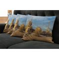 thumbnail image 2 of Ambesonne Cactus Throw Pillow Cover 4 Pack, Saguaros Boulders Sunset, 24", Pale Blue Pale Brown, 2 of 6