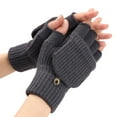 thumbnail image 2 of Dyfzdhu Fingerless Gloves for Women Cold Weather Winter Knit Convertible Gloves Warm Mittens Juinors Gray, 2 of 5