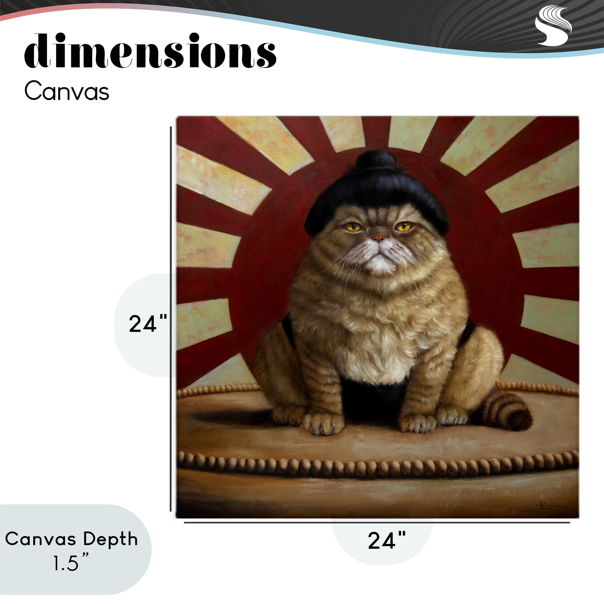 Stupell Industries Sumo Cat with Sun Rays Canvas Wall Art, design by Lucia Heffernan