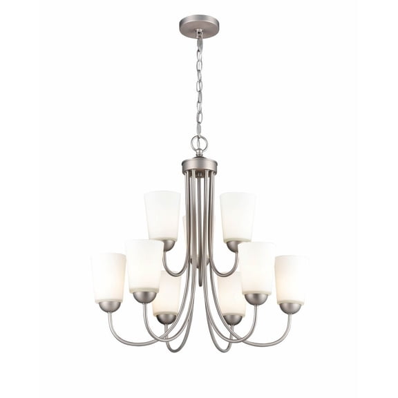 Millennium Lighting Metal 9 Light Chandelier in Satin Nickel/Silver