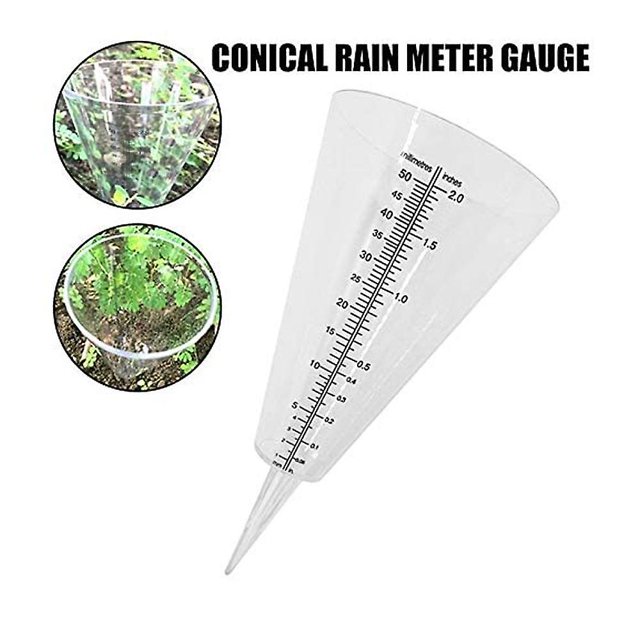 Medidor de lluvia al aire libre para jardín Medidor de lluvia de jardín cónico Taza de medición de plástico transparente para jardín al aire libre 50 milímetros Nuevo Banban ZefeiWu 1327534203233