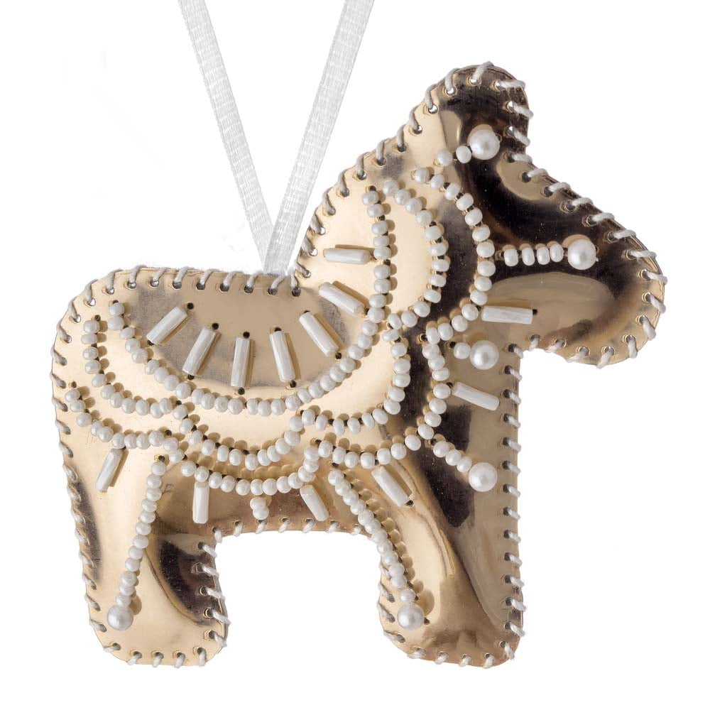 Bead embroidery kit on artificial leather Horse Christmas Ornament FLBB-131