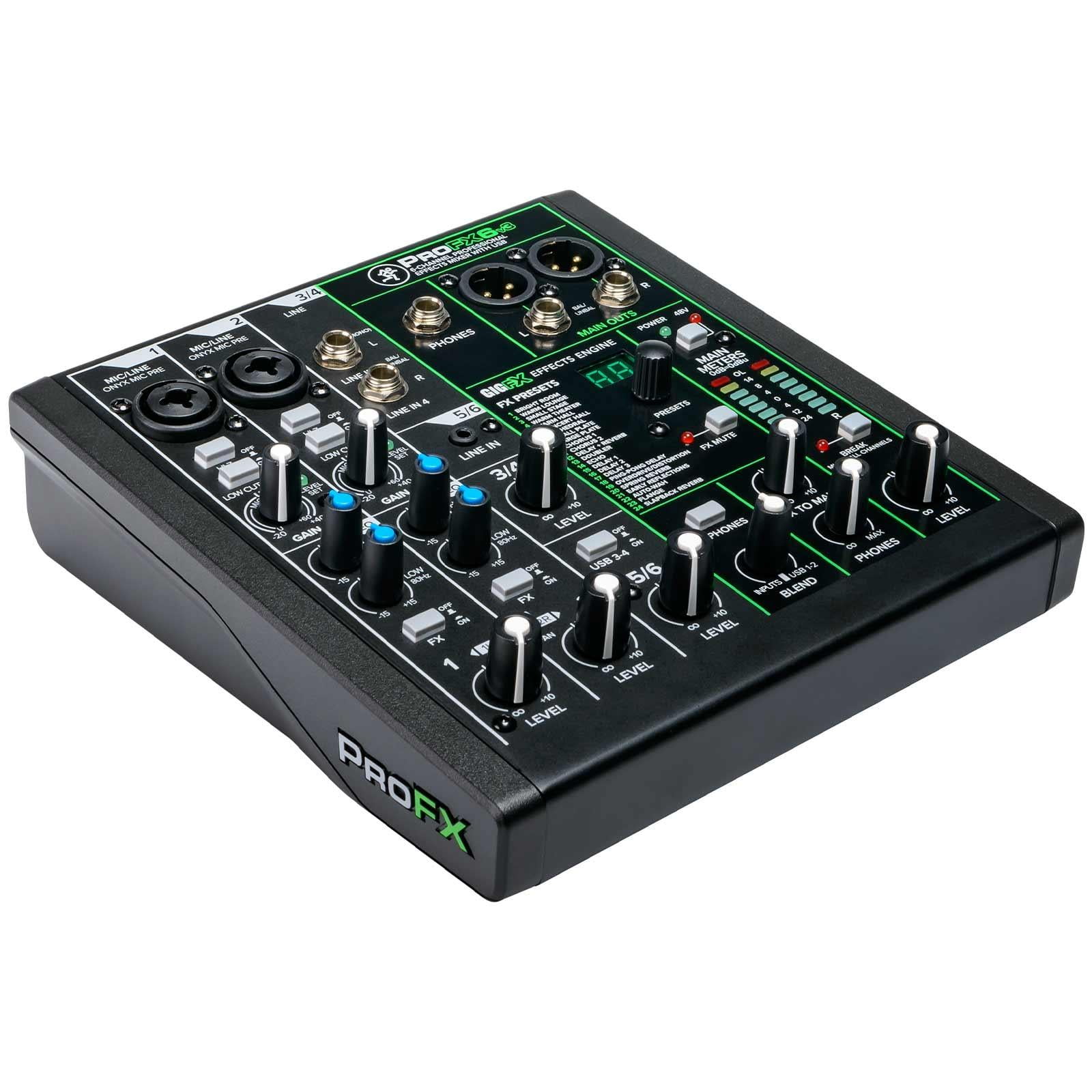 Mackie ProFX6v3 6 Channel Professional Effects Mixer with Cables Package