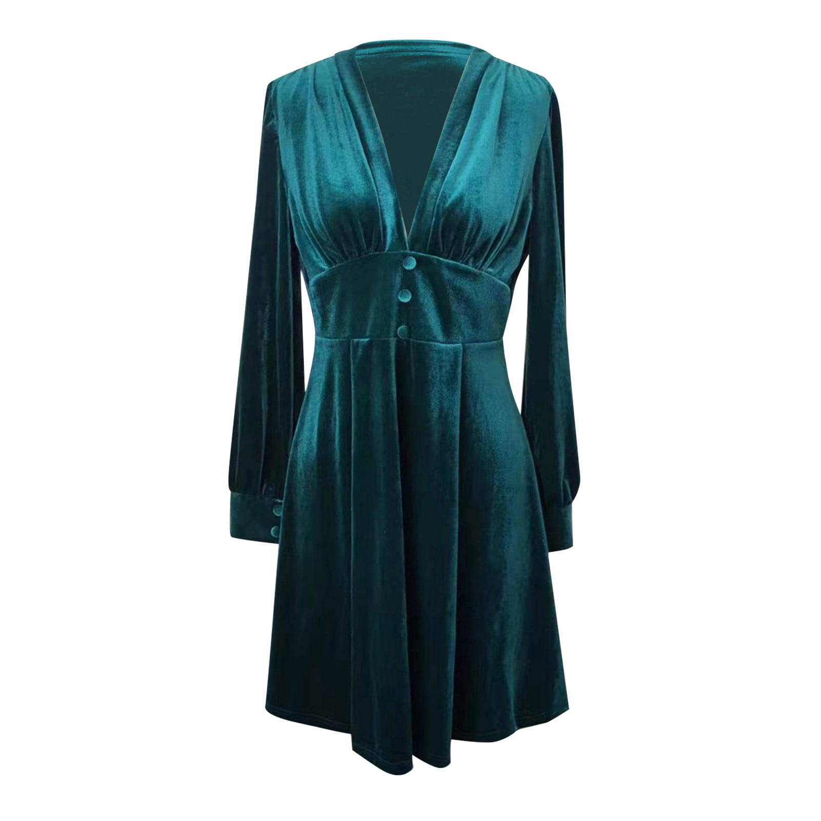 Zshosam Women's Fall Dresses Casual Long Sleeve Wrap V Neck Maxi Dress  Ruffle High Low Wedding Guest Dress(Green,S) - Walmart.com