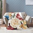 thumbnail image 3 of Roses Floral Bed Blanket Ultra Soft Watercolor Florwers Throw Blanket All Season Warm Light Weight Cozy Plush Blankets for Home Bedroom Sofa Chair Travel, 30"X40", 3 of 6