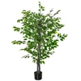 thumbnail image 1 of HOMCOM 4.5ft Ficus Artificial Tree with Realistic Leaves for Indoor, 1 of 10