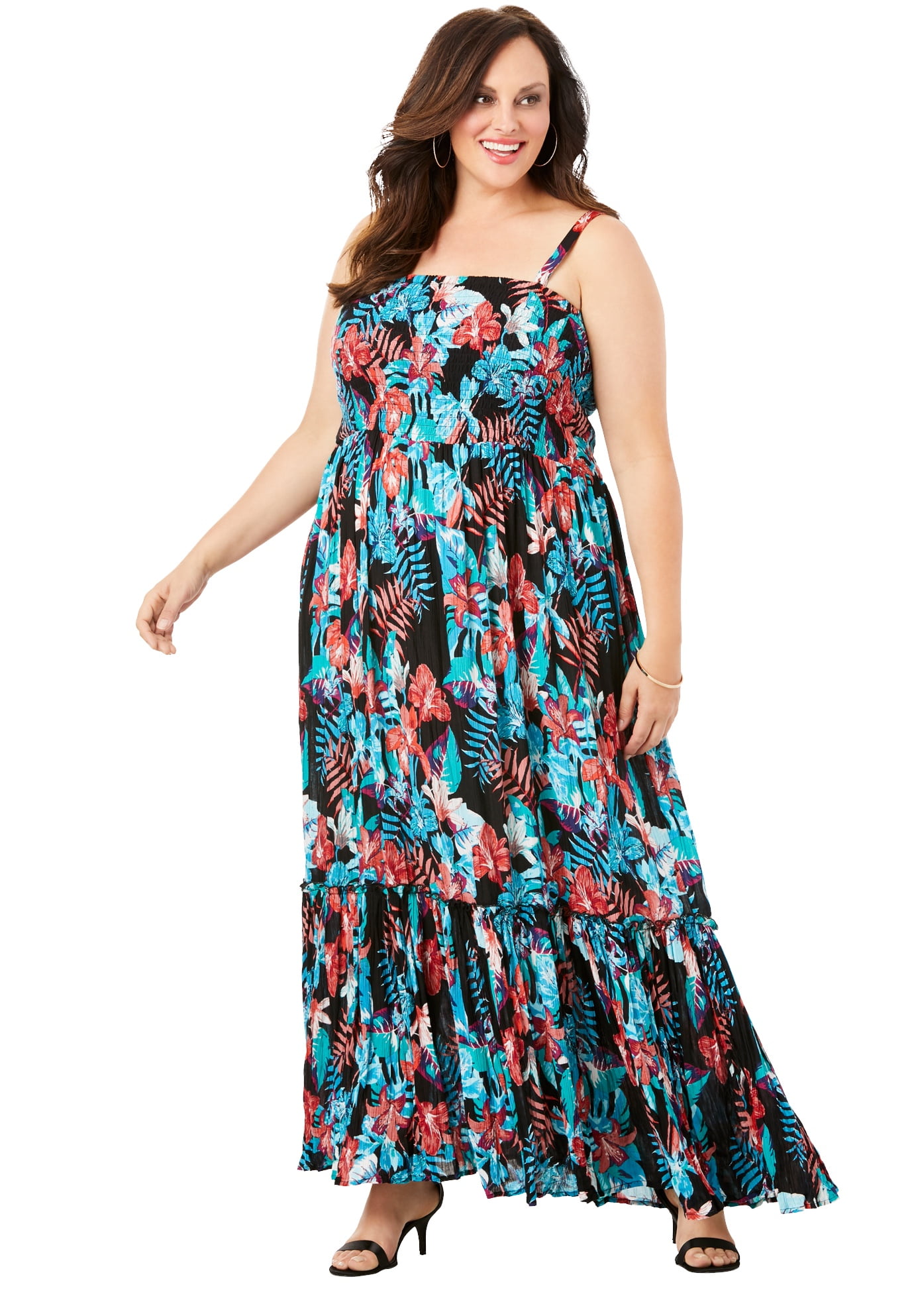 Maxi Dress In Crinkle Removable Straps ...