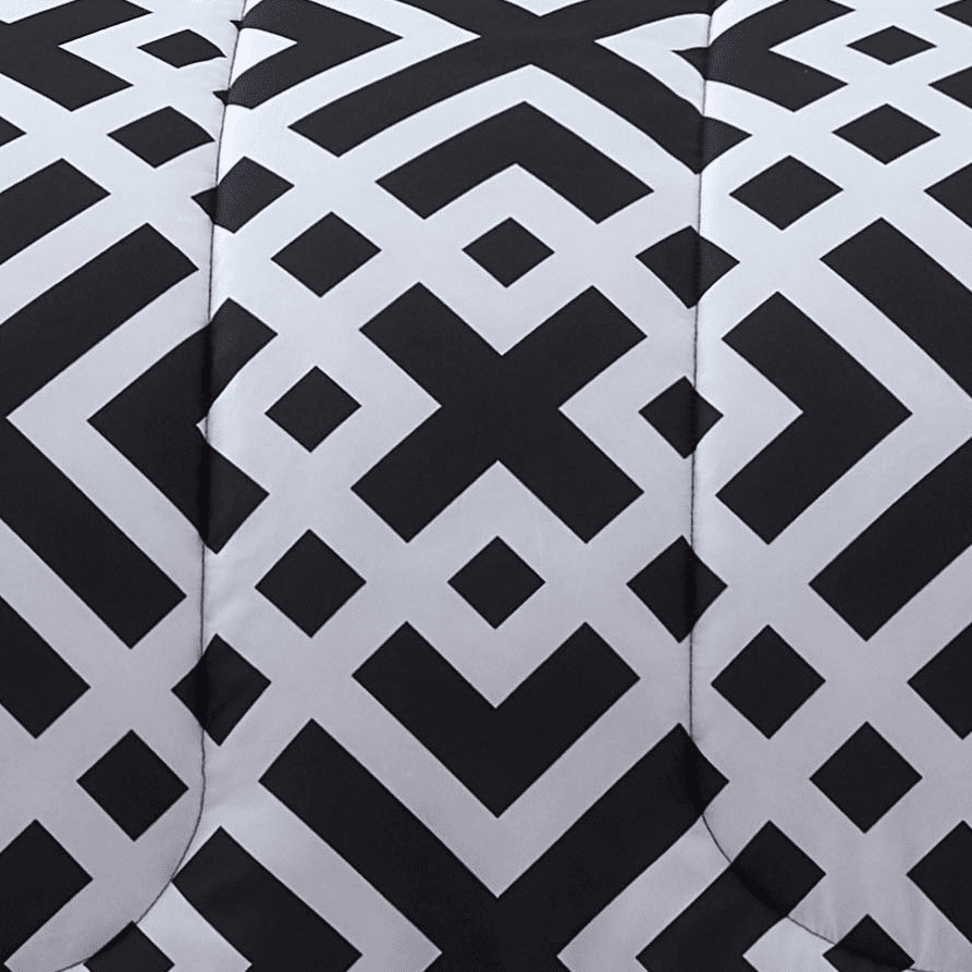 Mainstays Black Geometric 6 Piece Bed in a Bag Comforter Set With Sheets, Twin/Twin-XL