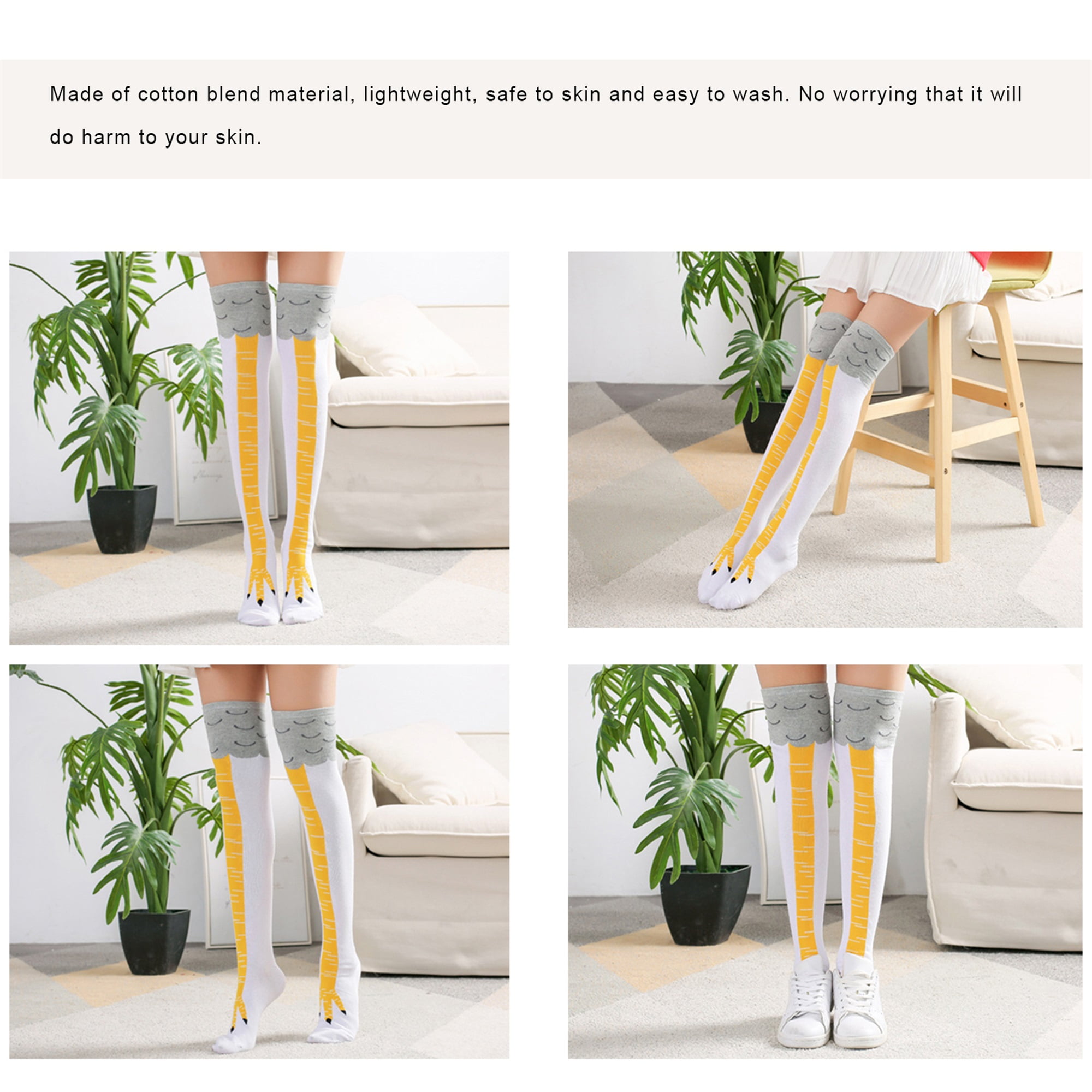 Chaussettes Déguisement Pattes De Poulet - Pour Adultes - Noires Et Jaunes - Idée Cadeau Fête Déguisée