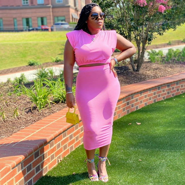 Women's Plus Size Skirt Suit Polyester Highly Elasticity Casual