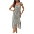 thumbnail image 1 of zanvin Robes d'Été, Robe à Franges à Paillettes Sans Manches à Col Rond pour Femmes pour le Printemps et l'Été, Robe de Fête, Banquet, Danse, Robe Courte, 1 of 4
