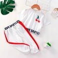 thumbnail image 2 of Tiweut Casual 2 Piece Outfits for Girls Baby Cherry Print Short Sleeve Tops and Pants Solid Color Clothing Suits for Girl 3-4 Y, 2 of 3