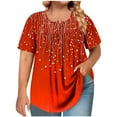 thumbnail image 1 of Cinvoph T-Shirts d'Été Grande Taille pour Femmes Col Rond Imprimé Manches Courtes Hauts Décontractés Blouses de Bureau Amples, 1 of 6