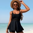 thumbnail image 6 of Caqnni Tankini Tops for Women Swimwear Top Only Tummy Control Bathing Suit Top No Bottom (Available in Plus) Swimsuit Beach (S,Black), 6 of 9
