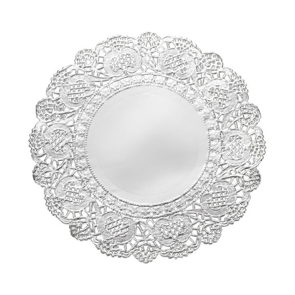 Uxcell 50 Pcs Paper Doilies 4.3 Inch Round Lace Decorative Placemats Disposable Papers for Food Parties, Silver