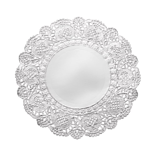 Uxcell 50 Pcs Servilletas de Papel de 4.3 Pulgadas Redondas de Encaje Decorativas, Papeles Desechables para Comidas y Fiestas, Plateado