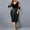 Black, variant on Womens Dress Clearance Plus Size Summer Casual Midi Clearance Dresses For Women 2023 Women Casual Solid Splicing V-Neck 3/4 Sleeve Bandage Sequins A-Line Dress