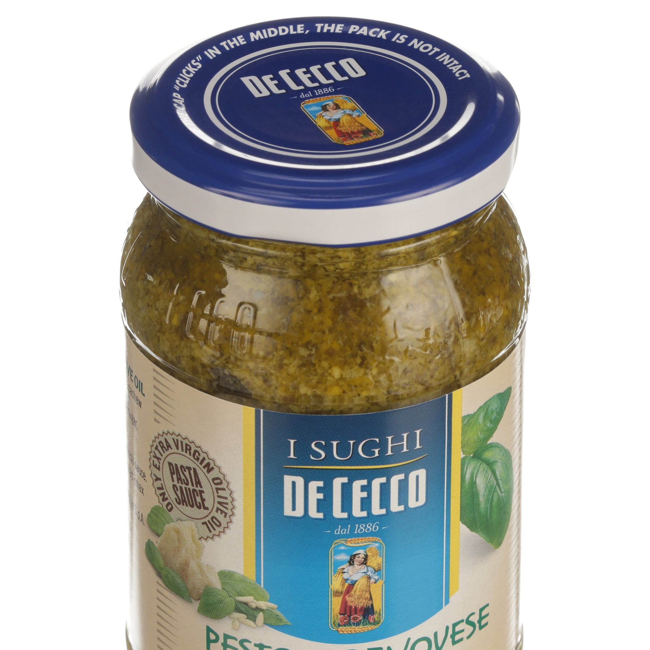 De Cecco Pesto Alla Genovese Pasta Sauce with Extra Virgin Olive Oil, 7 oz Jar (Ready-to-Use)