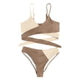 thumbnail image 4 of Afdoent Bikini Sets For Women Summer Color Block Ribbed Strap High Waisted Bikini Set Swimwear For Beach Surfing Sunbathing Beach Swimwear, 4 of 4