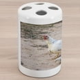 thumbnail image 1 of Hen and Chicks Ceramic Toothbrush Holder, Farm Themed Blurred Back Photo with Mother and Animals Print, Decorative Versatile Countertop for Bathroom, 4.5" X 2.7", Multicolor, 1 of 4