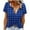 Blue, variant on Womens Tops Plus Size Short Sleeve V-Neck Plaid Print Button Round-Neck T-shirt Blouses Black XXL