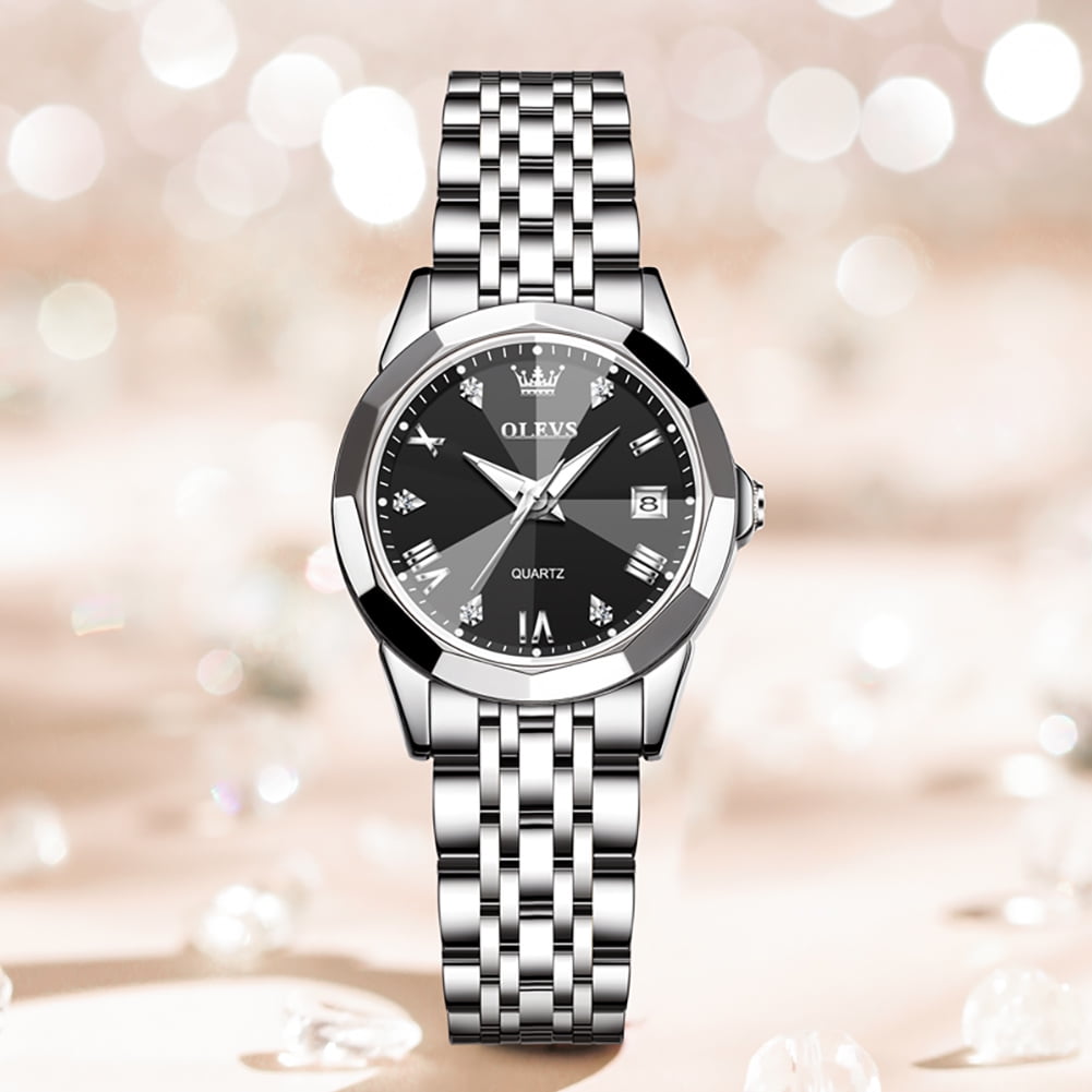OLEVS Womens Watch Fashion Dress Female Watches for Ladies Analog Quartz Stainless Steel Waterproof Luminous Two Tone Wristwatch