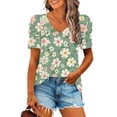 thumbnail image 2 of Tunic Tops for Women Short Sleeve Dressy Tops for Women Flower Print Blouse Lightweight Summer Shirt Fashion T Shirt, 2 of 5
