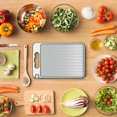 thumbnail image 4 of SHIQI-Stainless Steel Cutting Board Double Sided Non-Slip Chopping Board with Juice Groove Scratch-Resistant Mesh Design for Kitchen Food-Grade Wheat Straw PP Large Chopping Board, 15x10 Inch, 4 of 4